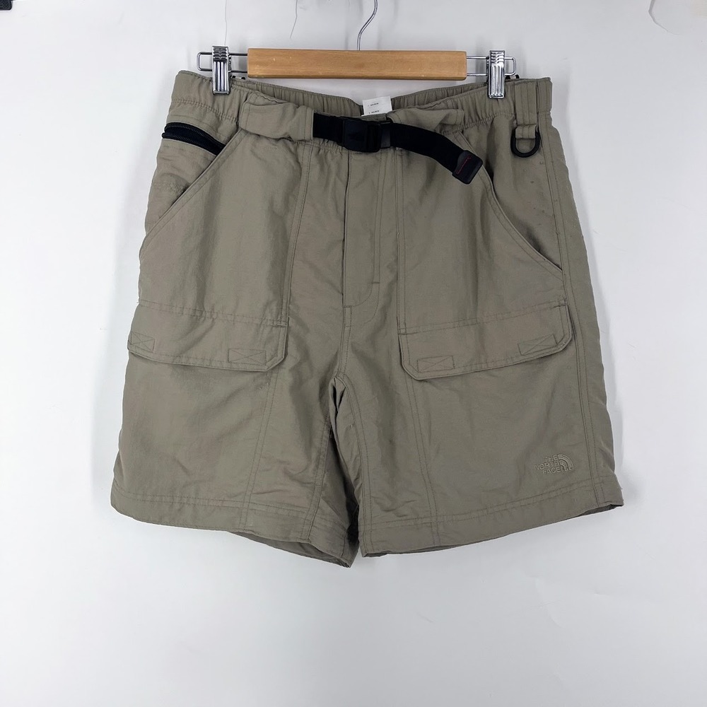 The North Face Mens Tan Nylon Hiking Cargo Shorts Integrated Belt Size M